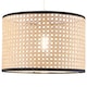 image 2 of Natural Wicker Rattan Drum Shaped Pendant Lamp Shade with Black Cotton Trims | Brown