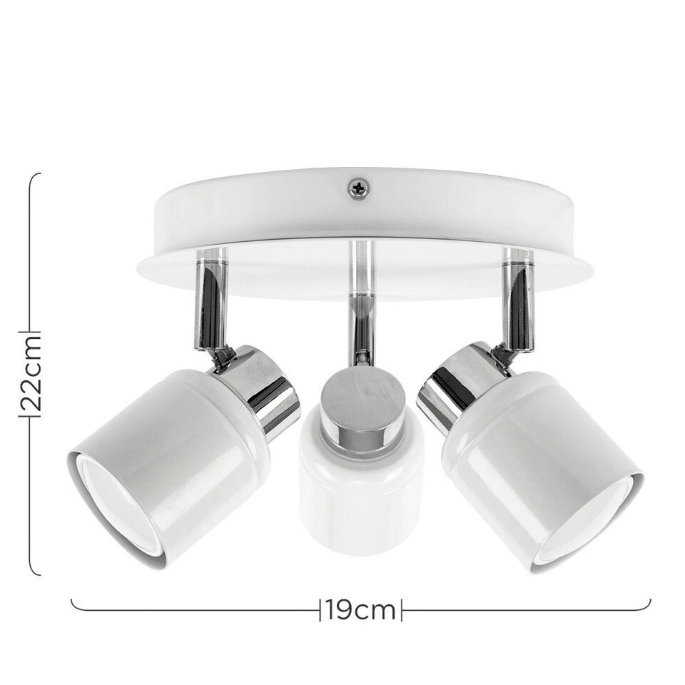 image 1 of ValueLights Benton White IP44 Round Bathroom Ceiling Light & Bulb White