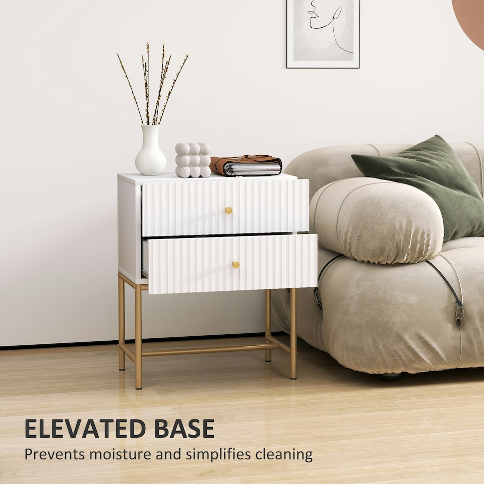 image 1 of HOMCOM Modern Bedside Table with 2 Drawers for Bedroom 