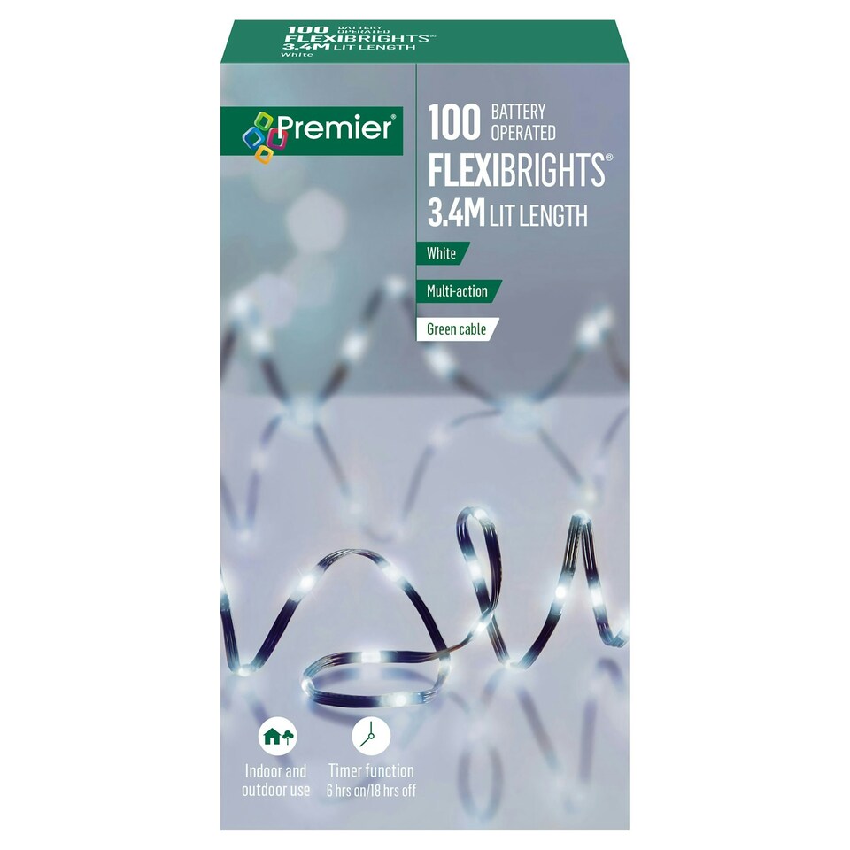 Premier Christmas Lights Flexibrights 100 White 3.4m