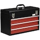 image 1 of DURHAND Lockable 3 Drawer Tool Chest with Ball Bearing Slide Drawers Black | Black | Red | 51cm x 22cm x 32cm | 1