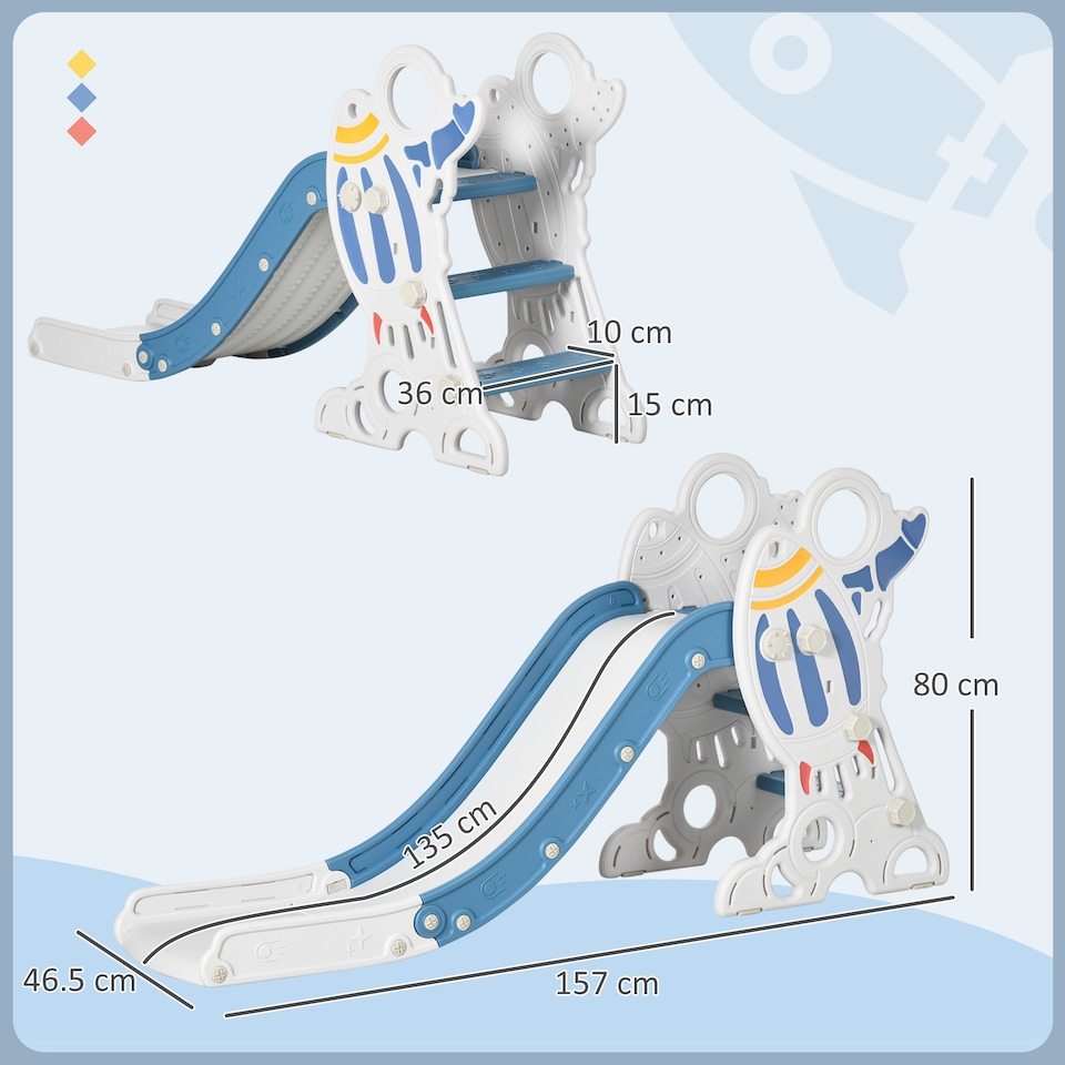 image 1 of AIYAPLAY Baby Slide Freestanding Slide for Kids 1.5-3 Years Space Theme, Blue