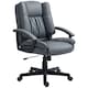 image 1 of HOMCOM Faux Leather Home Office Chair Mid Back Desk Chair with Arms Dark Grey