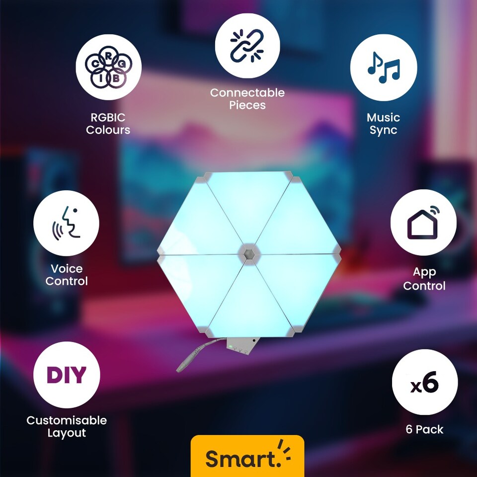 image 1 of ValueLights SMART RGBIC DIY Triangle Panel Light Kit