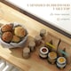 image 3 of HOMCOM Rolling Kitchen Island Cart with Rubber Wood Top, Spices Cream White