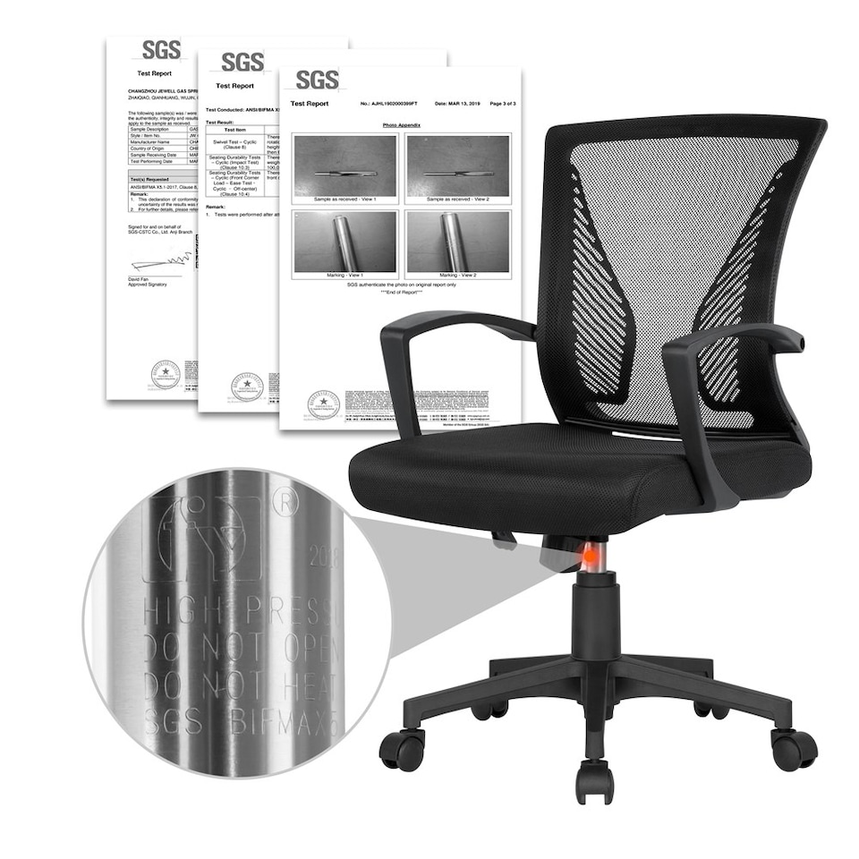 image 1 of Yaheetech Set of 2 Ergonomic Mesh Office Chair Mid-Back Black | Black