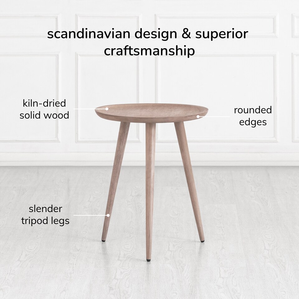 image 1 of Electra Round Solid Mango Wood Side Table for Living Room Bedroom