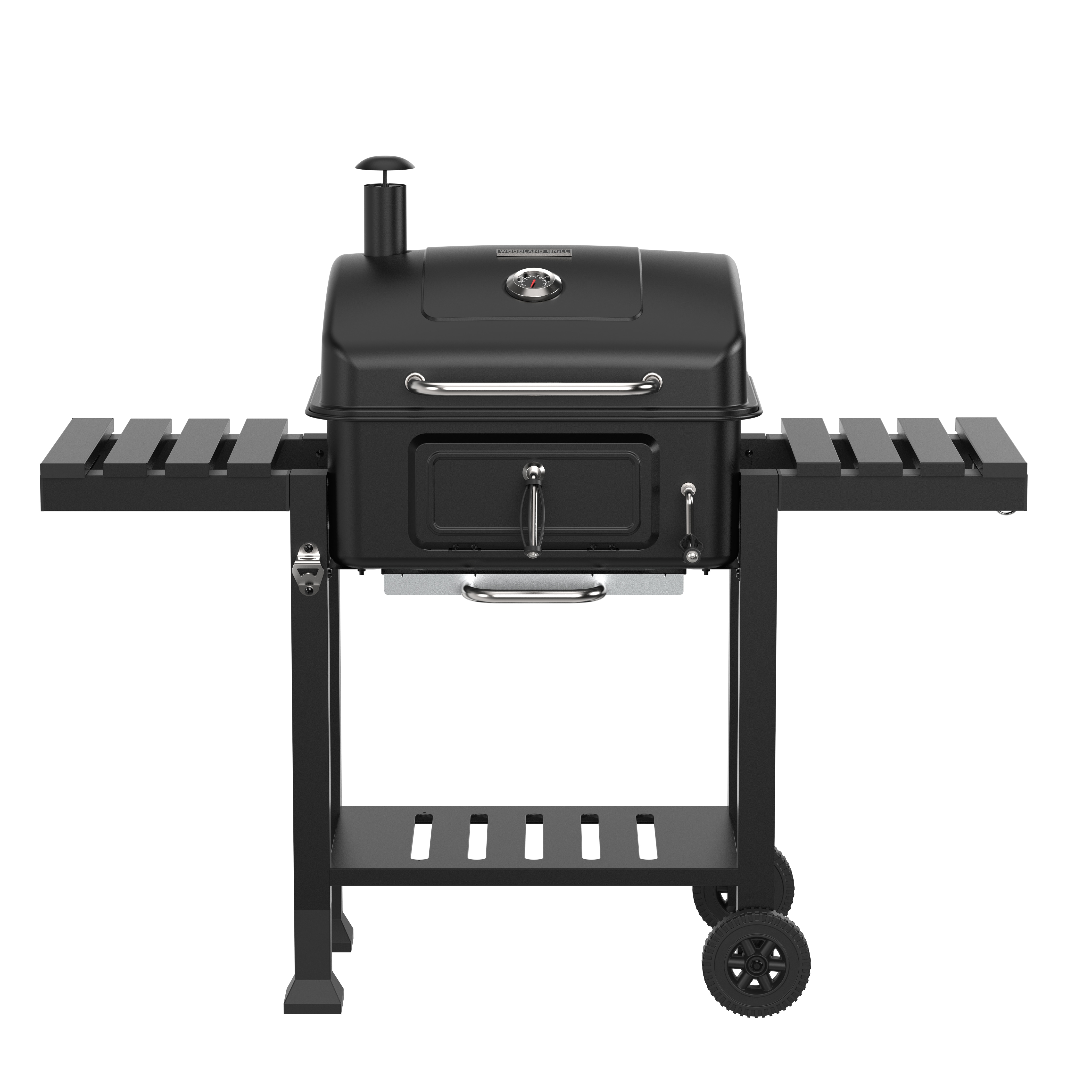 Woodland Grill Charcoal BBQ Grill with Foldable Side Shelves, Black - OC01CBQ1032 | Black | 1