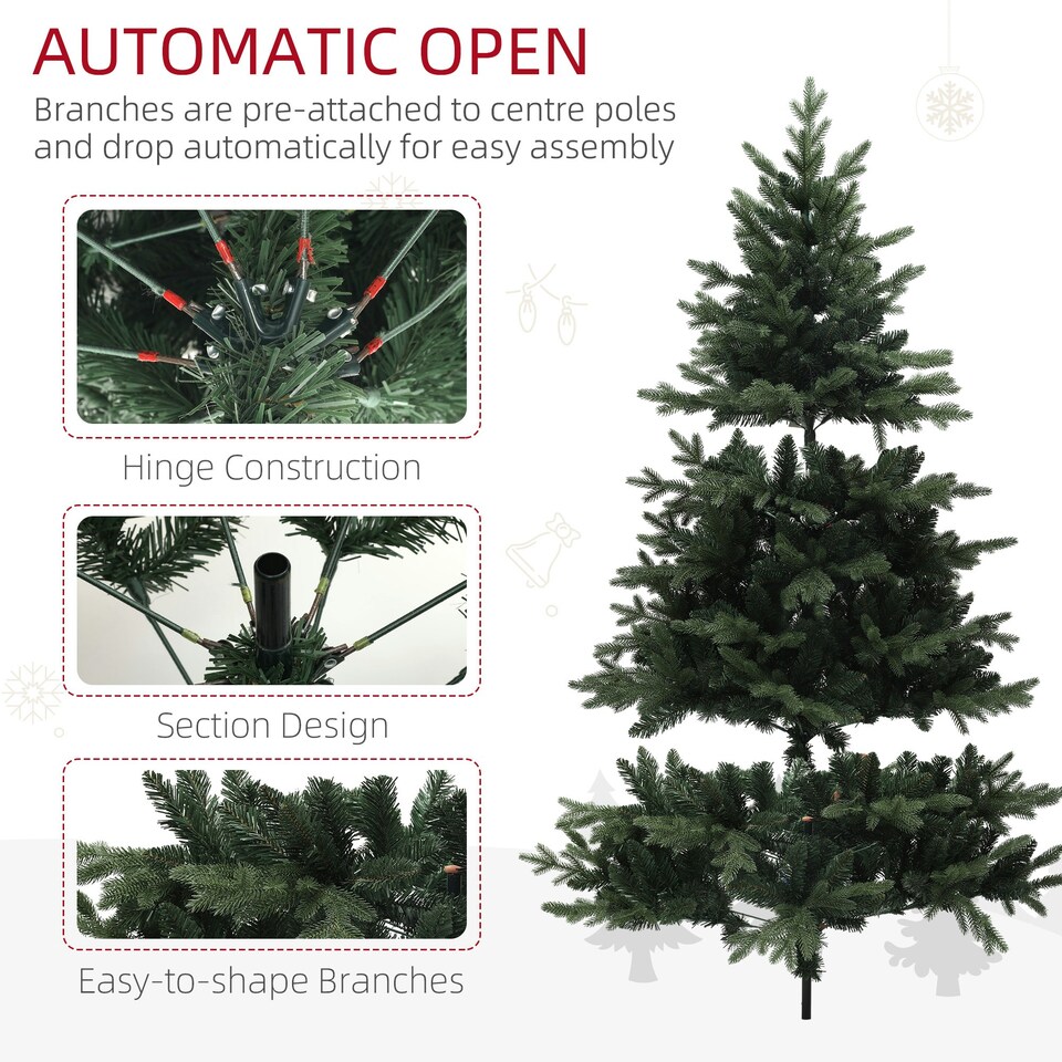 image 1 of HOMCOM 6ft Artificial Spurce Christmas Tree with 1696 Branches