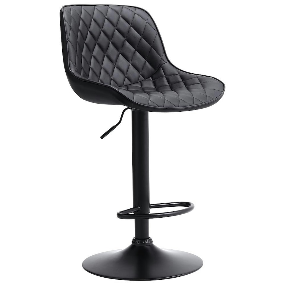 image 1 of Living and Home 2 Pcs Faux Leather Height Adjustable Bar Stool - Black