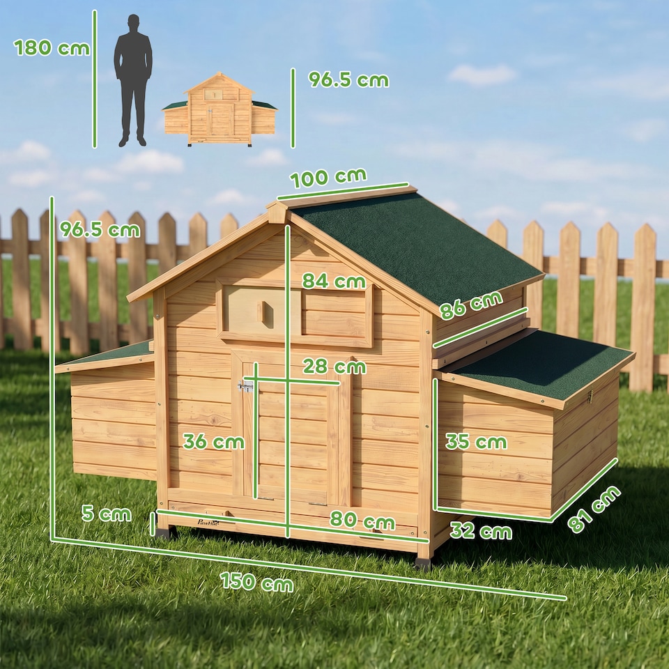 image 1 of PawHut Chicken Coop with Nesting Box, Openable Top, Pull-Out Tray, Yellow