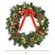 image 7 of HOMCOM Pre-Lit Artificial Christmas Door Wreath Holly Garland Decor 20 LED