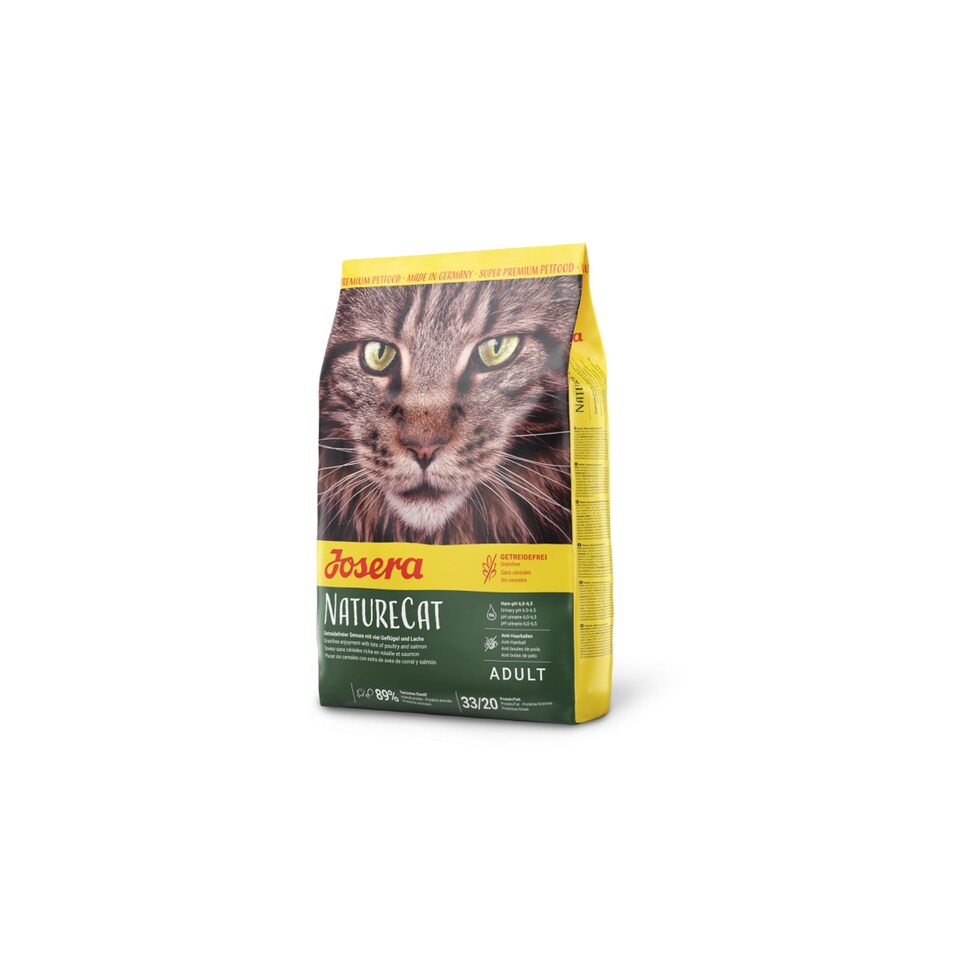 image 1 of Josera NatureCat complete food | For adult cats & older kittens | Grain-free | Chicken & Salmon | Anti-Hairball | Herbs & Fruits | Urinary pH | 2kg
