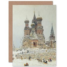 Cityscape Moscow Dubovskoy Church Saint Basil Art Blank Card