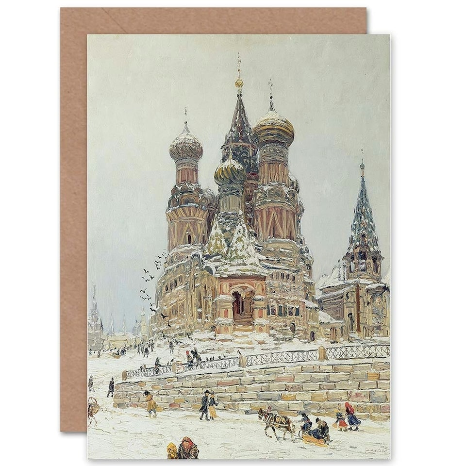 image 1 of Cityscape Moscow Dubovskoy Church Saint Basil Art Blank Card
