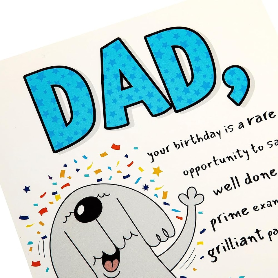 image 1 of Dog Illustration Pop Up Design Funny Dad Birthday Card