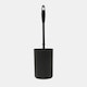 image 5 of OHS 4 Piece Ribbed Bathroom Set Soap Dish Dispenser Toothbrush Holder Tumbler Toilet Brush Accessories Organiser - Black