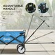 image 4 of Outsunny Folding Outdoor Storage Trolley Cart Bag Telescopic Handle Brakes Blue