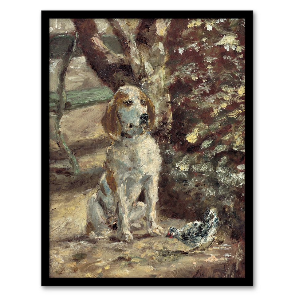 image 1 of The Artists Dog Fleche Vintage Framed Wall Art Print Toulouse Lautrec 12x16"