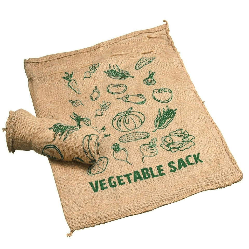 image 1 of True Products Natural Jute Hessian Potato Sack Vegetable Storage Bags - Pack of 5 Brown | Green