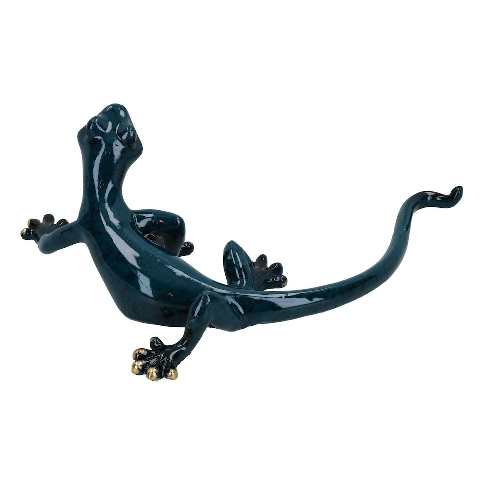image 1 of Blue Gecko Lizard Resin Wall Shed Sculpture Decor Statue Small House Ornament