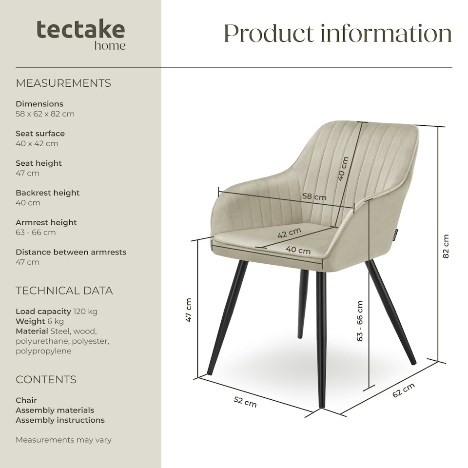 image 1 of Chair Marilyn - velvet look, quilted, continuous backrest, slim steel legs - per piece Cream | Cream/Black