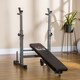 image 2 of HOMCOM Adjustable Weight Bench with Barbell Rack, Dip Station, Grey