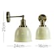 image 5 of ValueLights Pair Of Retro Antique Brass Knuckle Joint Wall Lights With Gloss Cream Shades | Cream
