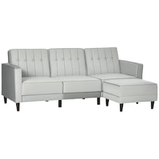 HOMCOM Upholstered Sofa Bed Reversible Sectional Sofa Set Velvet-Touch Sleeper