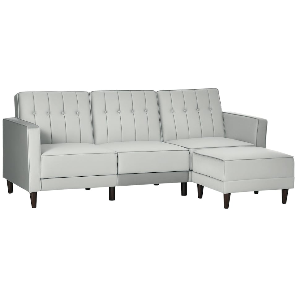 image 1 of HOMCOM Upholstered Sofa Bed Reversible Sectional Sofa Set Velvet-Touch Sleeper