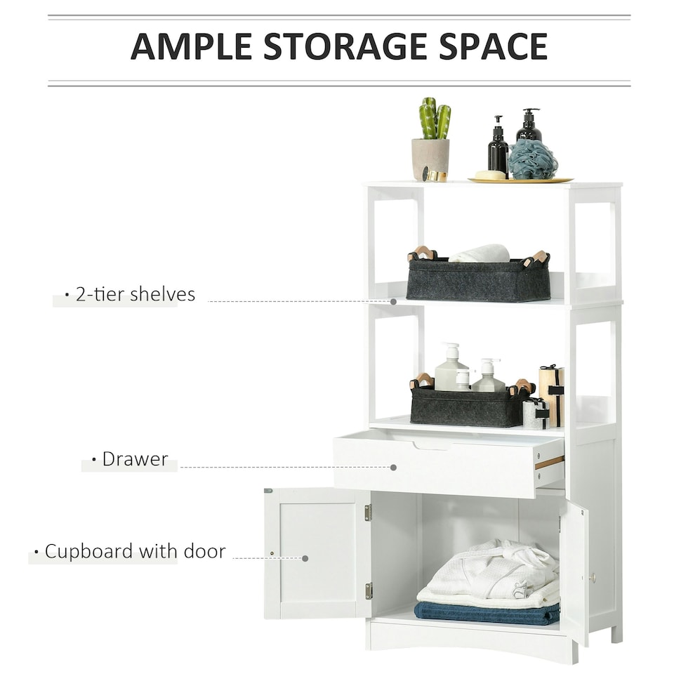 image 1 of kleankin Bathroom Floor Storage Cabinet Kitchen Sideboard Standing Unit W/ Doors
