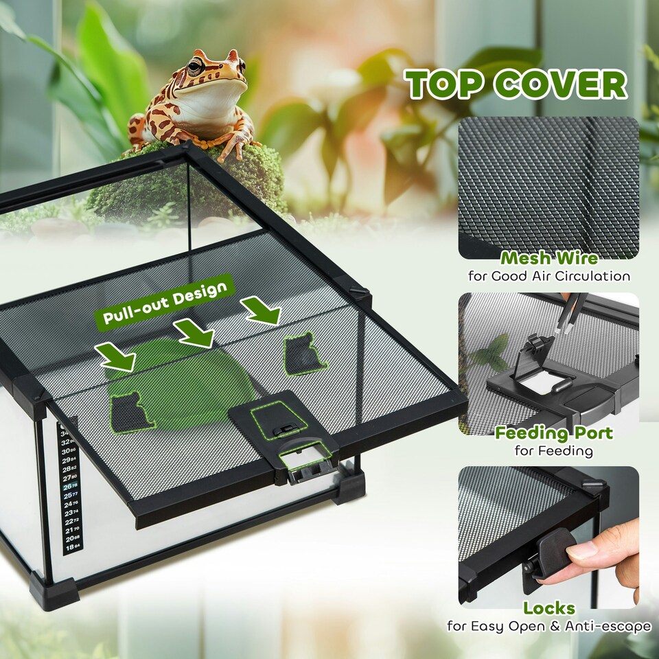 image 1 of PawHut Glass Reptile Terrarium Habitats for Lizards, Frogs, Snake 30 x 30 x 20cm