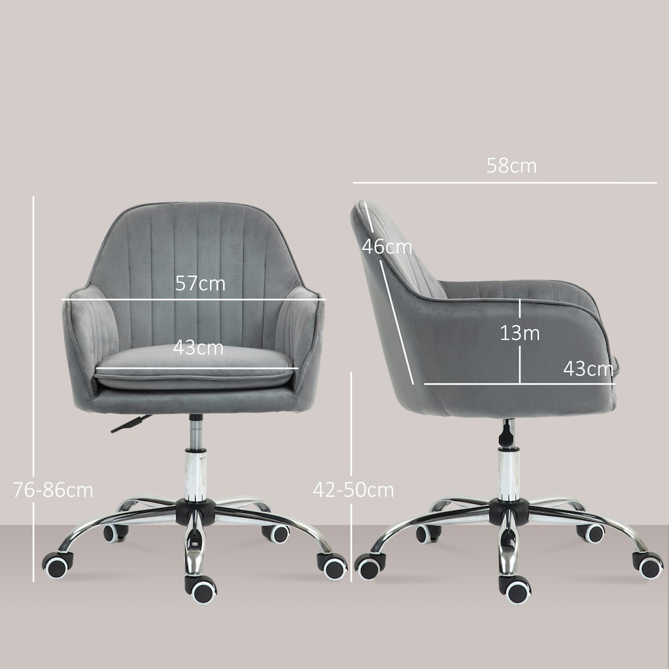 image 1 of HOMCOM Office Chair, Swivel Desk Chair w/ Adjustable Height, Grey Grey