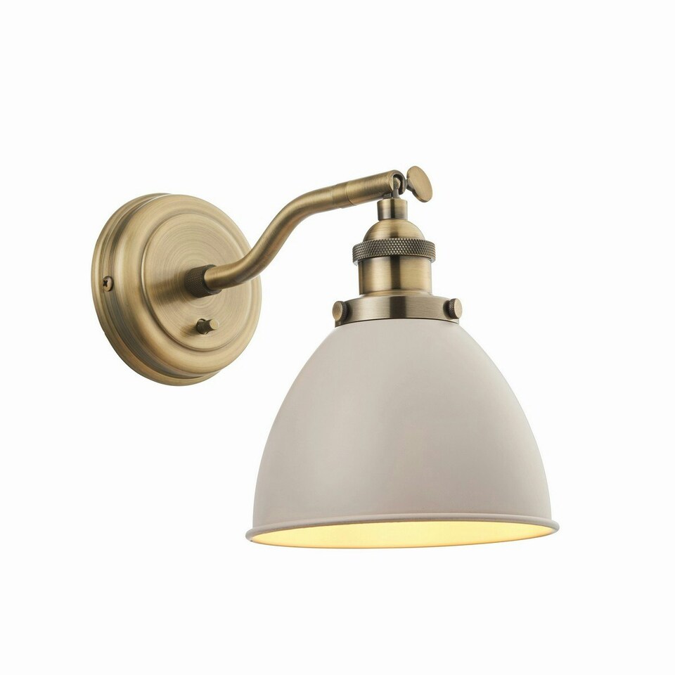 Franklin 1 Light Dome Wall Satin Taupe, Antique Brass Plate, E14