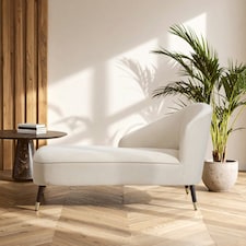 Interiors by Premier Cream Chaise Lounge Sofa, Upholstered Velvet Sofa for Lounge, Living Room, Right Arm Chaise Accent Lounge