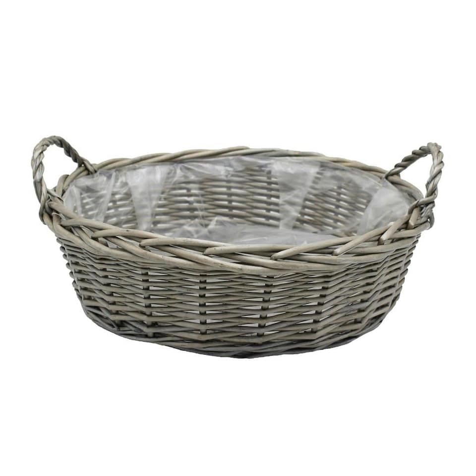 image 1 of Large Round Antique Wash Display Tray | Brown | Brown | Large