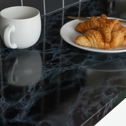Sticky Back Plastic Marble Black Kitchen Self-adhesive Vinyl Wrap for Cupboards, Doors and Worktops 67.5cm x 1m - d-c-fix