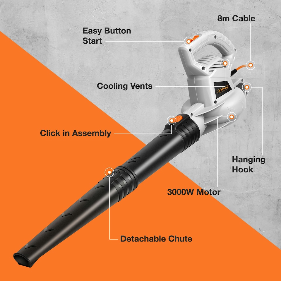 image 1 of VonHaus Leaf Blower 3000W with 8m Cable
