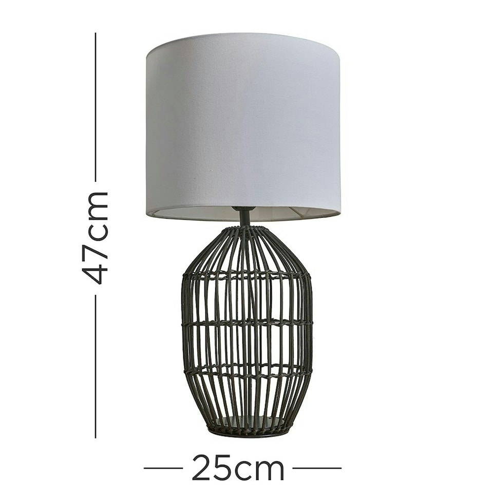 image 1 of ValueLights Hollins Matt Black Table Lamp Drum White Shade