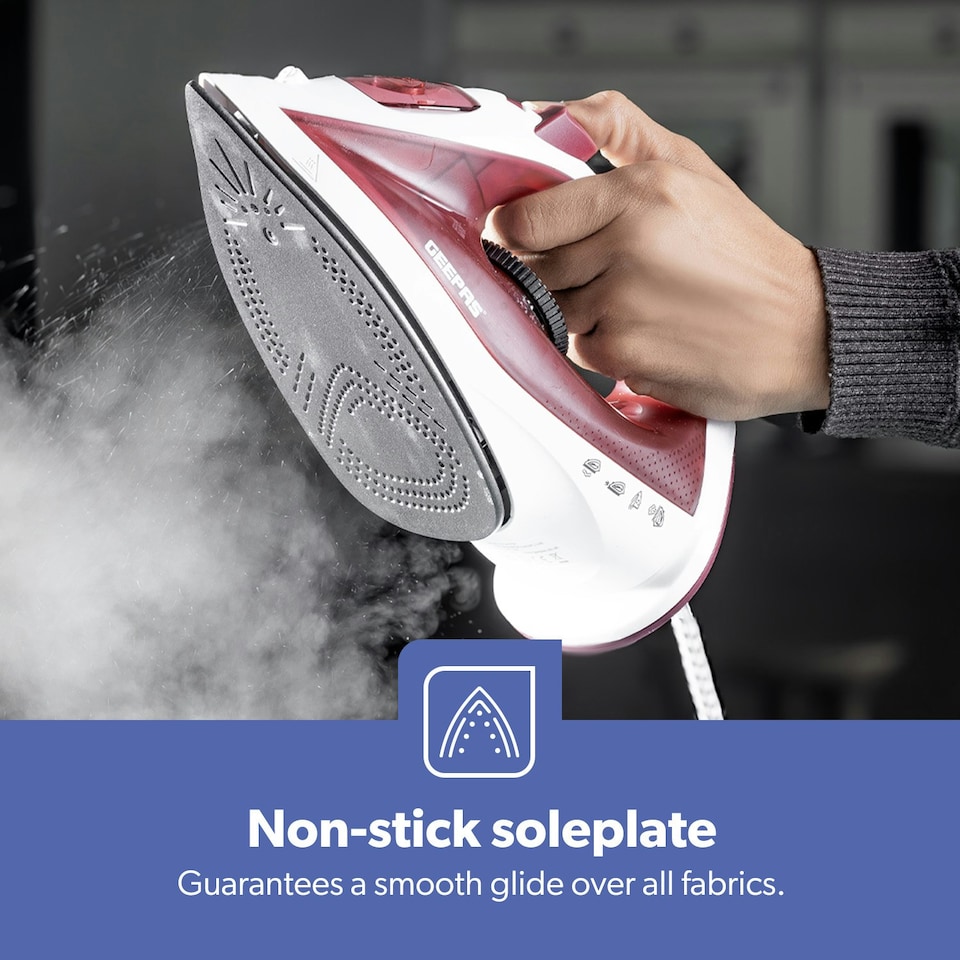 image 1 of GEEPAS Steam Iron | 30s Fast Heat-Up, 1800W Red