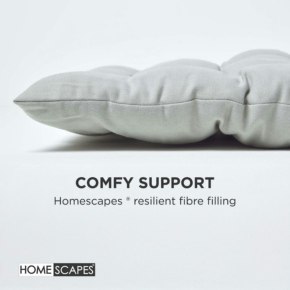 image 1 of Homescapes Garden Bench Cushion Luxury 3 Seater 100% Cotton Indoor Outdoor Seat Pad Grey | 143 x 48 cm