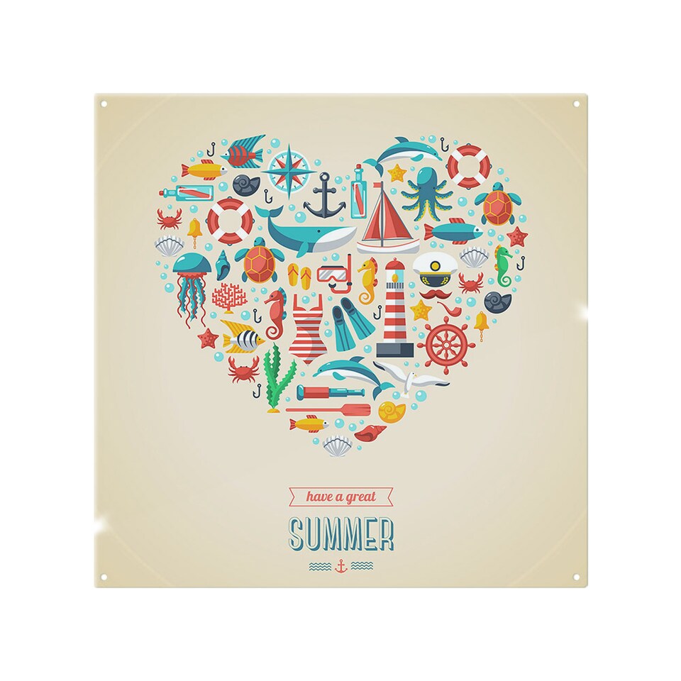 image 1 of Love Heart Of Sealife & Nautical Items Splash Back | White