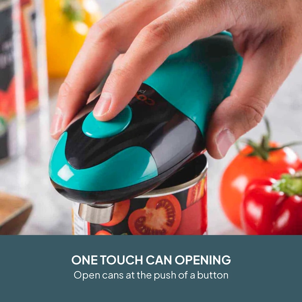 image 1 of Cooks Professional Automatic Can Opener with Simple One Touch Operation | Blue | Teal & Black