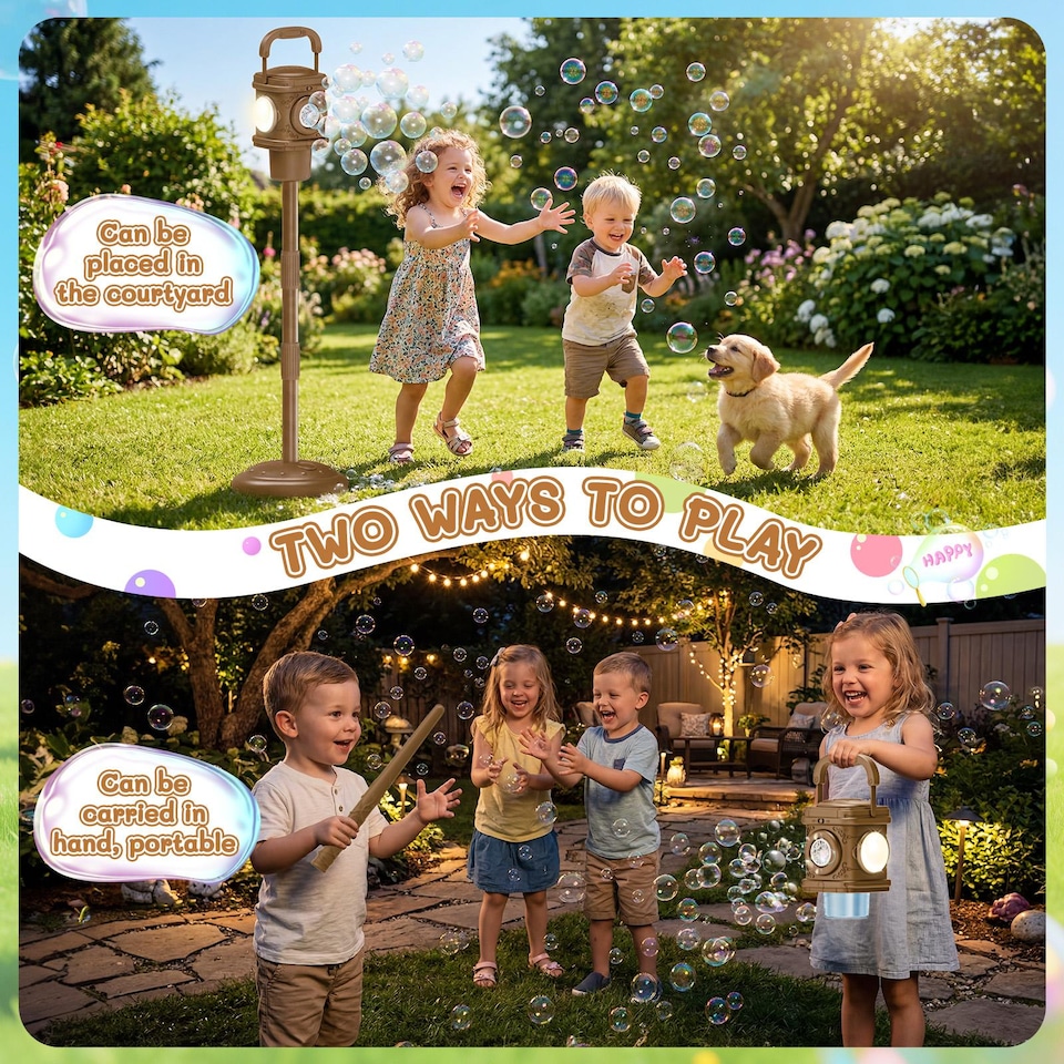 image 1 of Bubble Street Lamp for Kids with Lights, Sounds, Remote Control & Adjustable Height - Outdoor Bubble Toy 3+