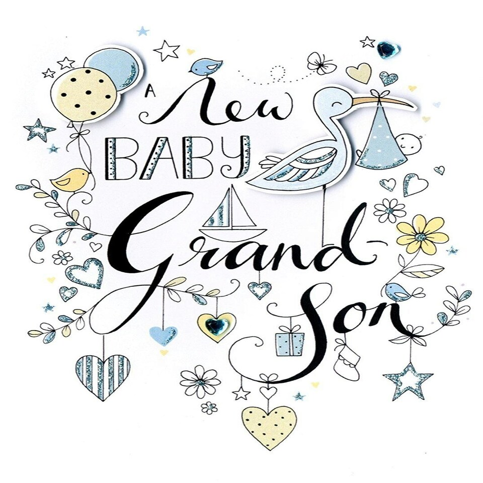 image 1 of New Baby Boy Grandson Greeting Card Handmade Second Nature Just To Say