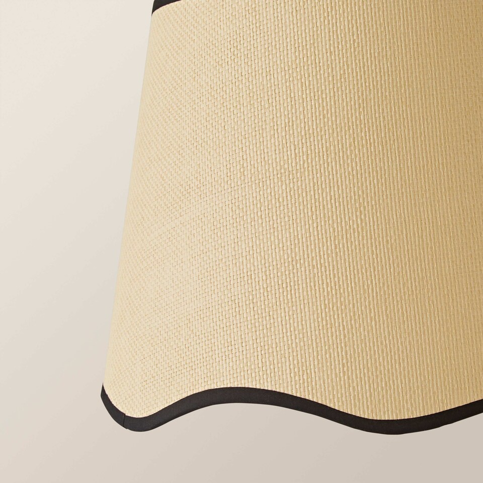 image 1 of ValueLights Dutton Natural Black Trim Scallop Large Ceiling Lamp Shade | Black