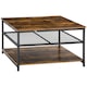 image 1 of HOMCOM Coffee Table, Living Room Table with 3-Tier Storage Shelves, Square Tea Table for Home Office, Rustic Brown | Brown
