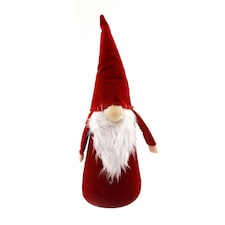 Something Different Velvet Gonk Christmas Decoration - Red/White - 38cm x 11.5cm x 11.5cm