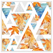 Autumn geometrics with maple leaves (Picutre Frame) White | L