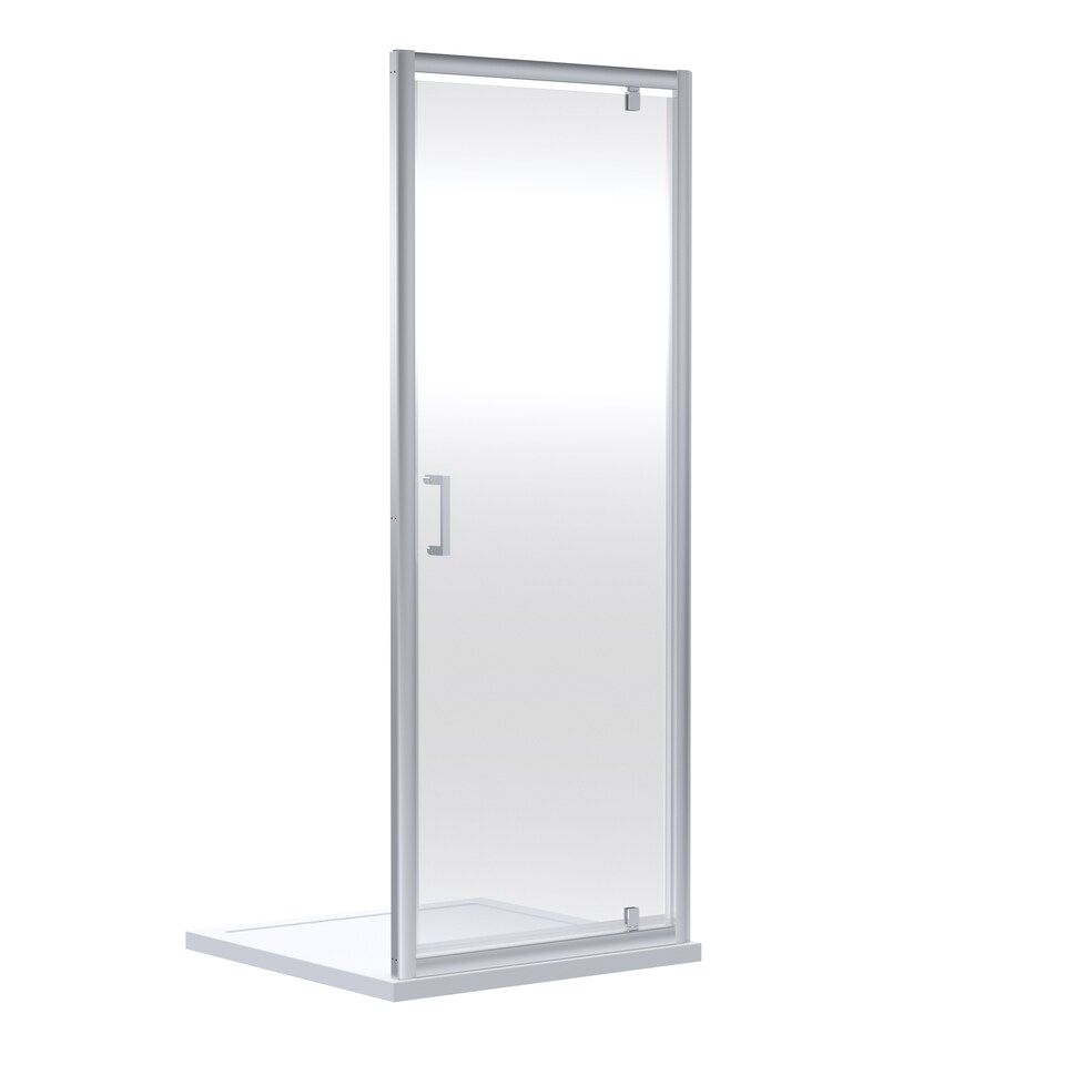 image 1 of Balterley Ruwa Toughened Safety Glass Reversible Pivot Shower Door - Balterley | Silver | Chrome | 1